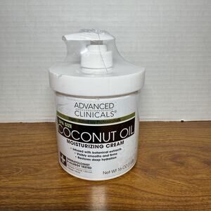 Advanced Clinicals Coconut Oil Body Cream 16oz - Hydrating Lotion for Dry Skin